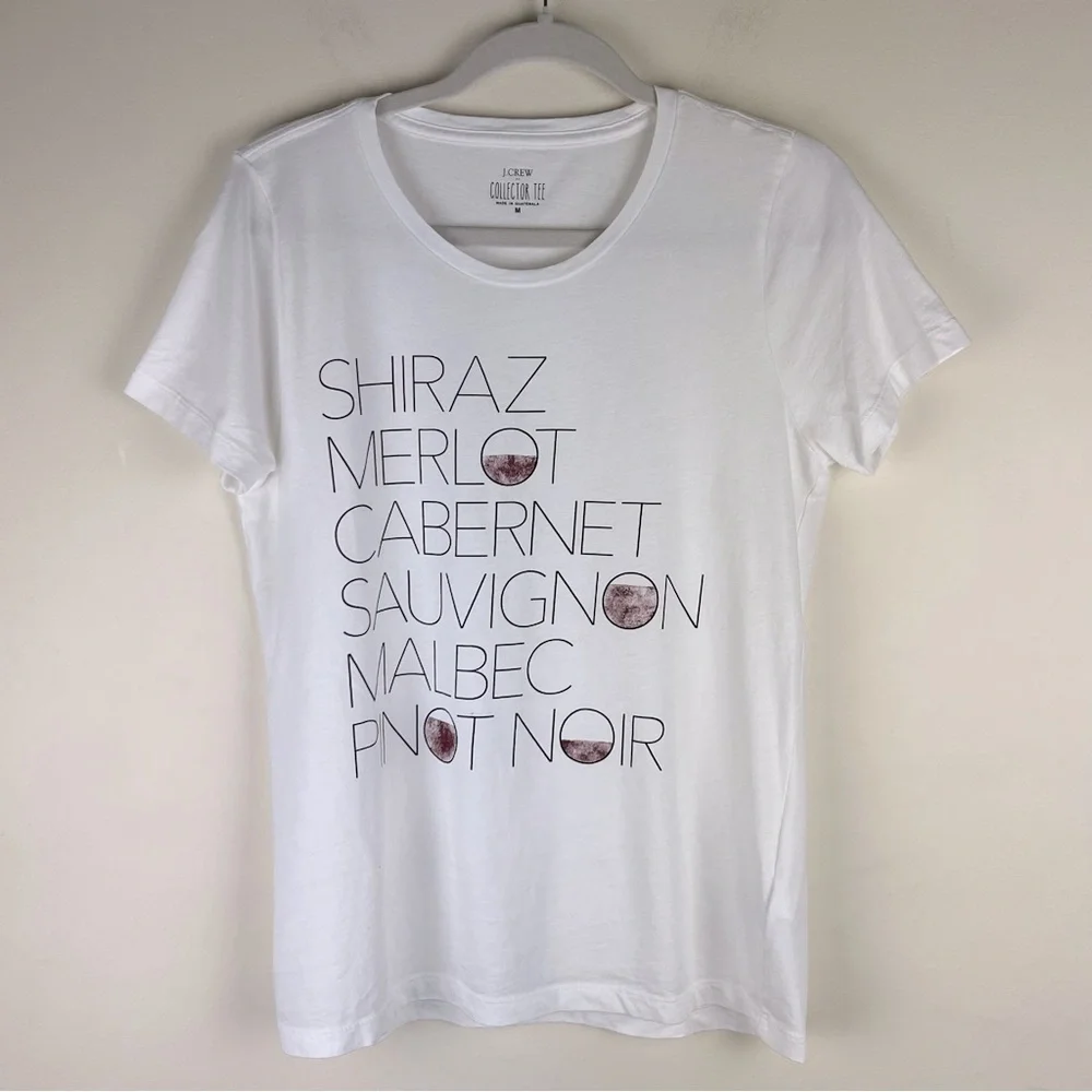 J. Crew | Red Wine Graphic Tee Shirt White | M